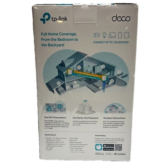 TP-Link Deco W3000(2-pack) AX1500 Whole Home Mesh Wi-Fi 6 System - Alexa Google - Picture 3 of 4